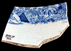 Pearlware bowl printed underglaze in blue with camel motif. 8” rim diameter.